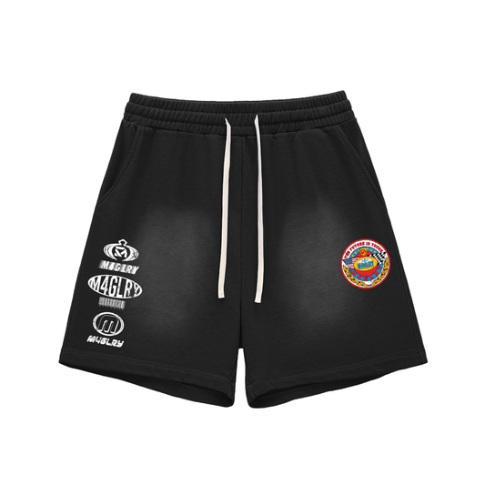 Sun Fade Raw Edge Cotton Shorts