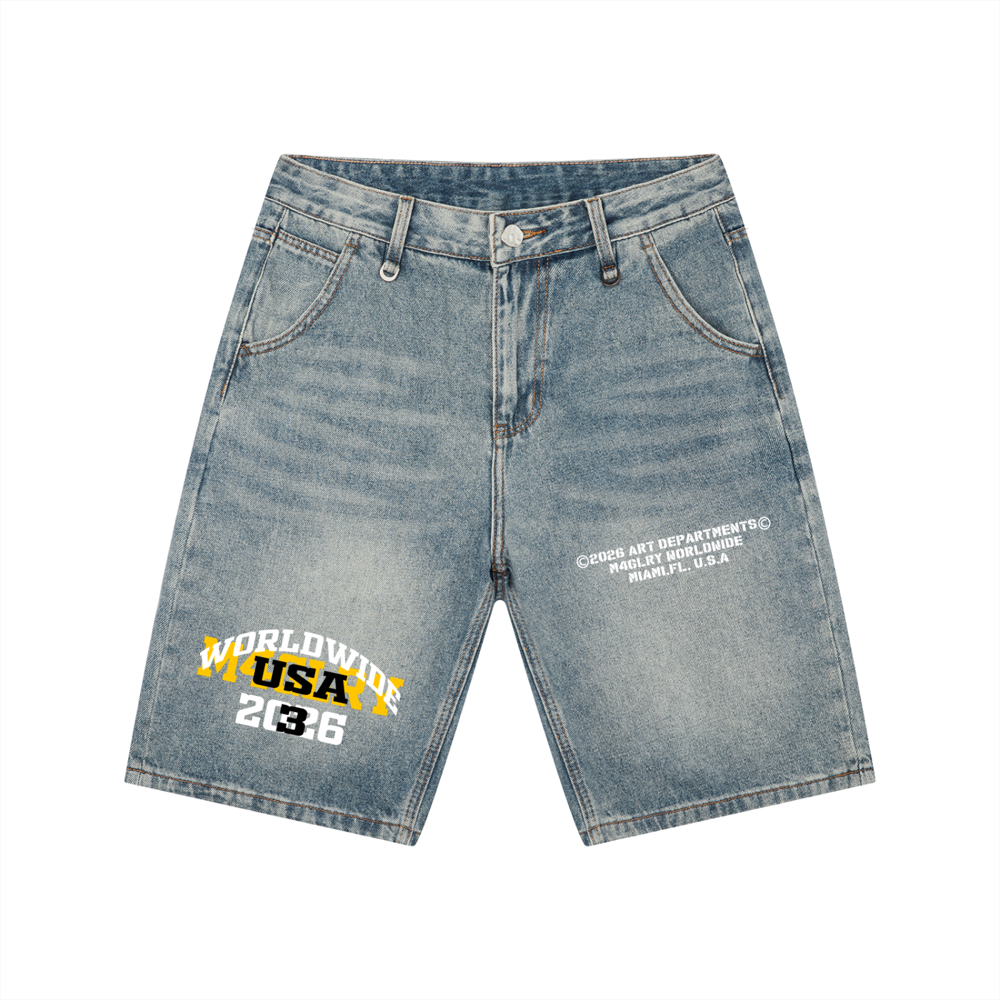 M4GLRY Men's Vintage Wash Denim Shorts